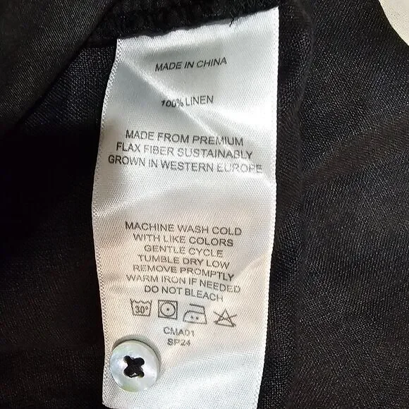 Quince 100% European Linen Swing Dress Black Large NWT Minimalist Quiet Luxury - Picture 8 of 9